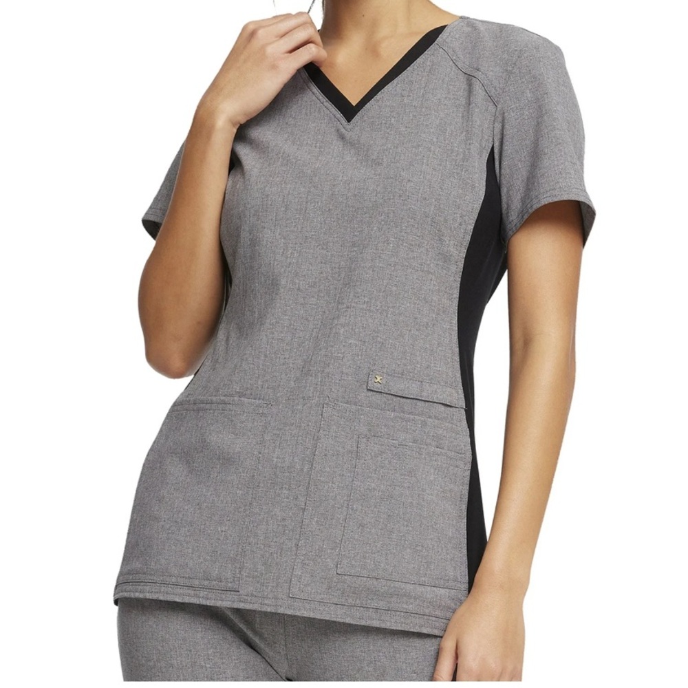 Cherokee iFlex Women Scrubs Top V-Neck Knit Panel CK605